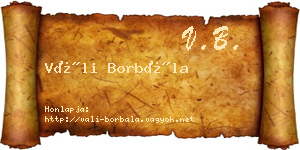 Váli Borbála névjegykártya
